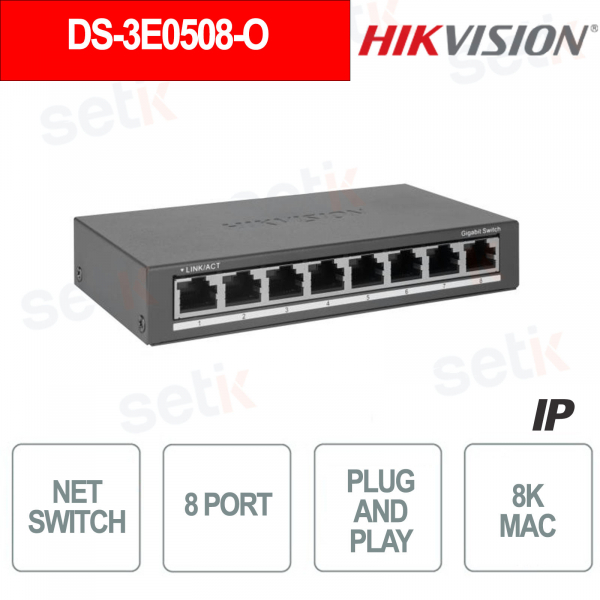 Commutateur Gigabit Hikvision 8 ports Commutateur réseau 8K