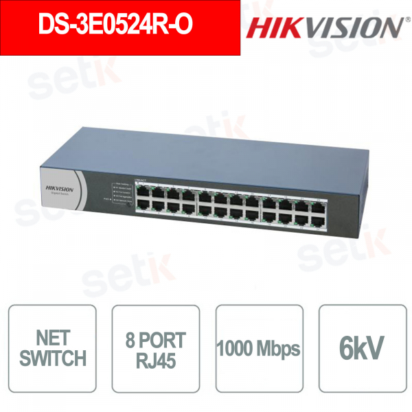 Commutateur réseau RJ45 24 ports 10/100/1000 Mbps - 6 kV - Hikvision