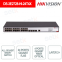 Switch di rete - 24 porte Gigabit RJ45 - 4 porte fibra ottica 10G - Hikvision