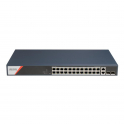 Commutateur intelligent PoE Hikvision 24 ports 10/100/1000 Mbps - 2 ports Gigabit RJ45 + 2 ports SFP