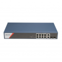 Commutateur intelligent PoE Hikvision 8 ports 10/100/1000 Mbps - 2 ports Gigabit RJ45 + 2 ports SFP