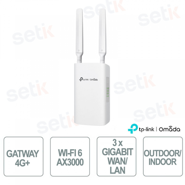 TP-Link Omada ER703WP-4G-Outdoor Gatway 4G+ Cat6 WiFi 6 AX3000 per Reti Aziendali ad Alta Densità