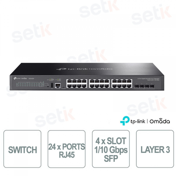 TP-Link Omada SG5428X Switch con 24 Porte RJ45, 4 Slot 1/10 Gbps SFP - Managed L3