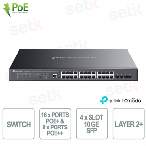 TP-Link Omada SG3428XMPP Switch with 16 PoE+ Ports, 8 PoE++ Ports, 4 10 GE SFP Slots - Managed L2+