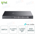 Commutateur PoE+ 24 ports TP-Link Omada ES228GMP avec 2 ports Gigabit SFP - Gestion facile