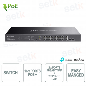 Commutateur PoE+ 16 ports TP-Link Omada ES220GMP - 2 ports SFP Gigabit - 2 ports RJ45 Gigabit - Gestion facile