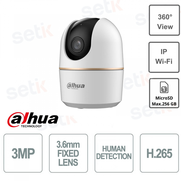 Telecamera Wi-Fi Dahua H3A 3MP con Rilevamento Umano e Pan Tilt