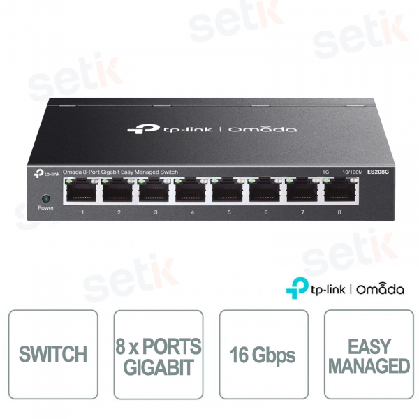 TP-Link Omada ES208G Switch con 8 porte Gigabit - Easy Managed