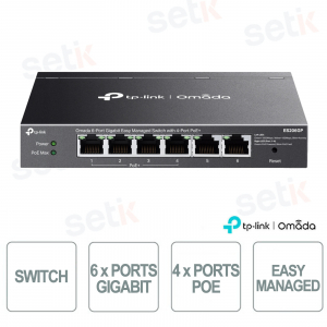 TP-Link Omada ES206GP Switch con 6 porte Gigabit (4 porte PoE) - Easy Managed