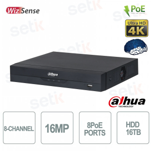 8-Channel IP NVR 4K H.265+ 16MP 8 PoE WizSense - Dahua