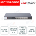 Hikvision 24 Port 10/100/1000 Mbps PoE Smart Switch - 4 Gigabit Fiber Optic Ports