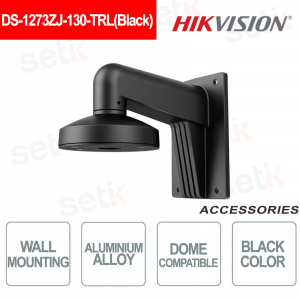 Staffa di montaggio a parete in lega di alluminio per telecamere Dome con piastra di adattamento - colore nero - HIKVISION