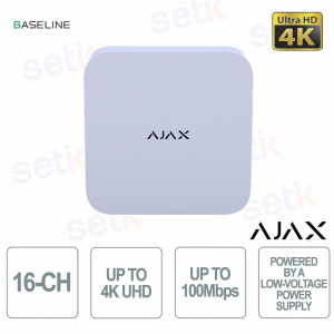 Ajax NVR DC White 16-Channel – Low Voltage 4K Network Video Recorder