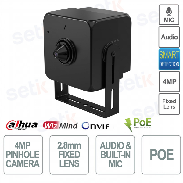 Caméra IP ONVIF® 4MP - Objectif fixe 2,8 mm - PoE - Audio - Microphone