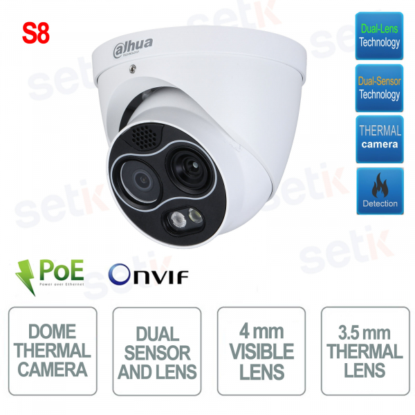 Bullet Therma Camera 4MP Ottica visibile 4mm Ottica termica 3.5mm IR30 Audio Allarme IP67 - Dahua