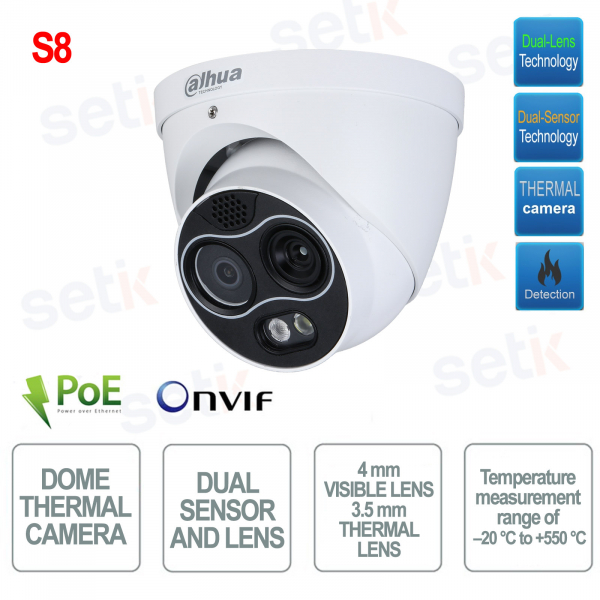 copy of Caméra Bullet Therma 4MP, objectif visible 4 mm, objectif thermique 3,5 mm, IR30, alarme audio, IP67 - Dahua