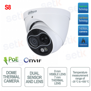 TPC-DF1241-TB7F8-DW-S8 - Bullet Therma Camera 4MP Ottica visibile 8mm Ottica termica 7mm IR30 Audio Allarme IP67 - Dahua