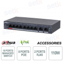 Switch Managed Gigabit - 10 porte 8 porte PoE + 2 porte RJ45 - Layer 2 - Dahua