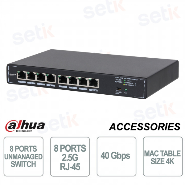 Commutateur Gigabit non géré - 8 ports 2,5G RJ-45 - Dahua