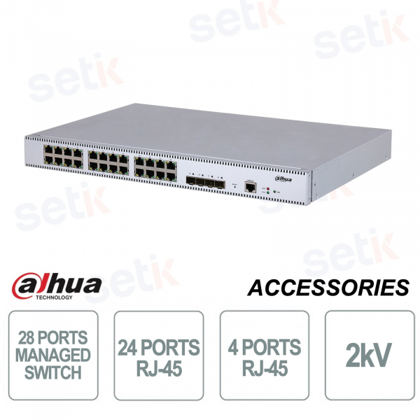 Switch Managed Gigabit - 28 porte - 24 RJ-45 - 4 SFP - Layer L2 Dahua