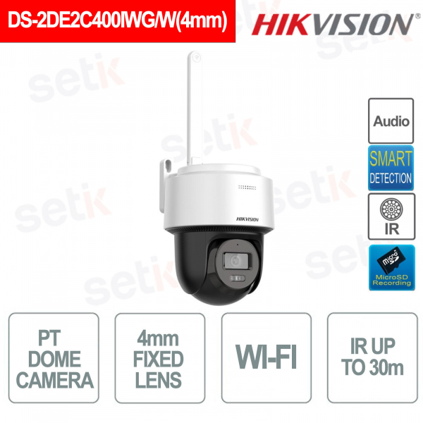PT IP Outdoor Dome Camera - 4mm Fixed Lens - 4MP - IR 30m - Wi-Fi - Hikvision