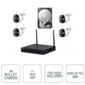 Imou Kit - 4x Telecamere Bullet WIFI 2MP Ottica Fissa 2.8mm + 1x NVR 4 Canali IP 1080P WIFI - HDD da 1TB Incluso