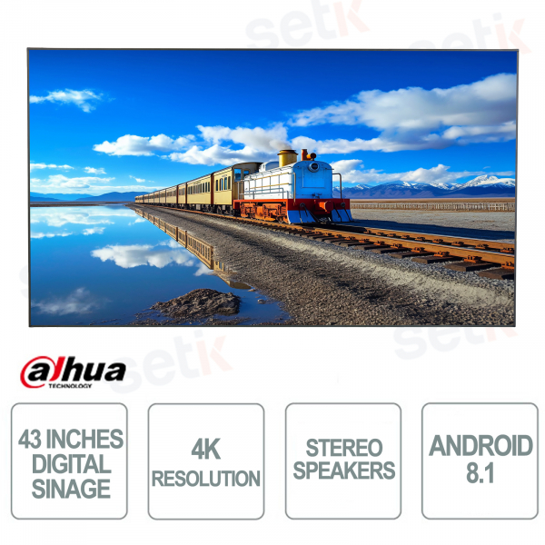 Digital Signage LCD - 43 Pollici funzionamento 16/7 - 4K - 8ms - Dahua