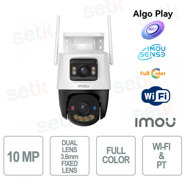 Caméra IP sans fil Cruiser Dual Lens 2 10MP 3K Full Color 3,6 mm PTZ et Wi-Fi - Imou