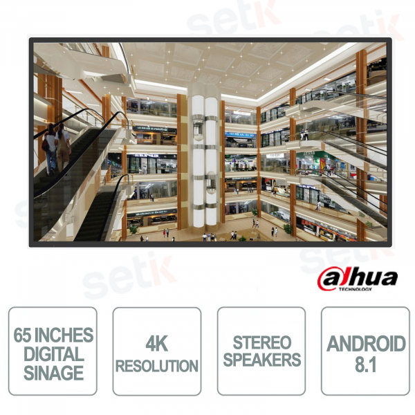 Digital Signage LCD - 65 Pollici funzionamento 16/7 - 4K - 8ms - Dahua
