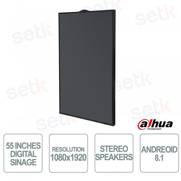 Écran LCD d'affichage numérique vertical 55 pouces, fonctionnement 24h/24 et 7j/7, 14 ms - Dahua