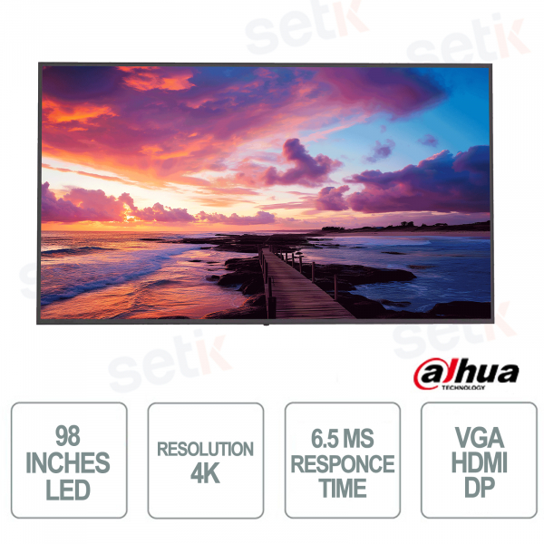 Monitor 98 Pollici - LED - 4K - 24/7 - 6.5ms - VGA - HDMI