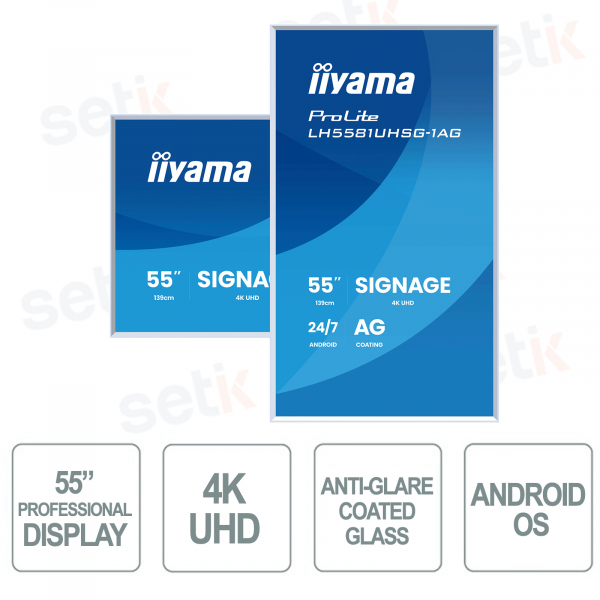 LH5581UHSG-1AG - IIYAMA - 55 inch VA AG Monitor - 4K UHD - With Stereo Speakers