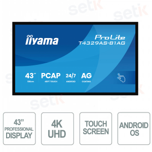 T4329AS-B1AG - IIYAMA - Moniteur 43 pouces VA AG - 4K UHD - écran tactile