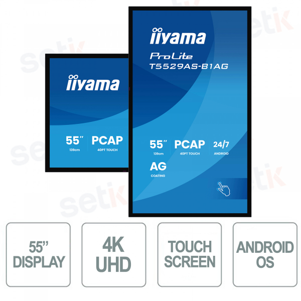 T5529AS-B1AG - IIYAMA - Monitor 55 pollici VA AG - 4K UHD - touchscreen