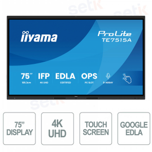 TE7515A-B1AG - IIYAMA - Monitor 75 pollici IPS AG - 4K UHD - touchscreen
