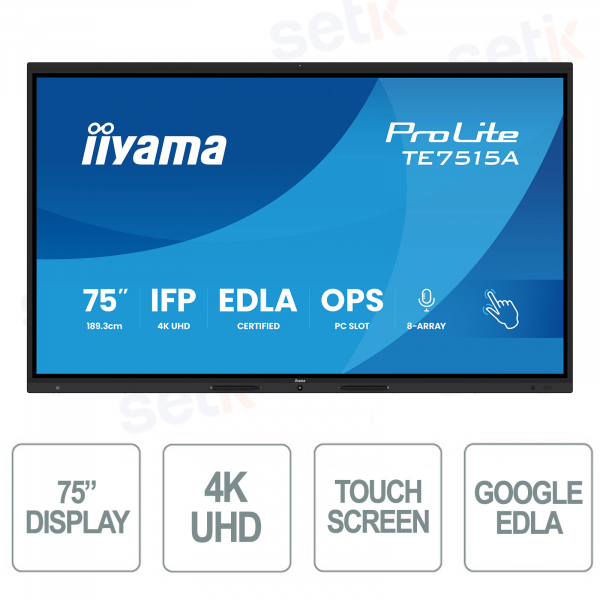 TE7515A-B1AG - IIYAMA - Monitor 75 pollici IPS AG - 4K UHD - touchscreen