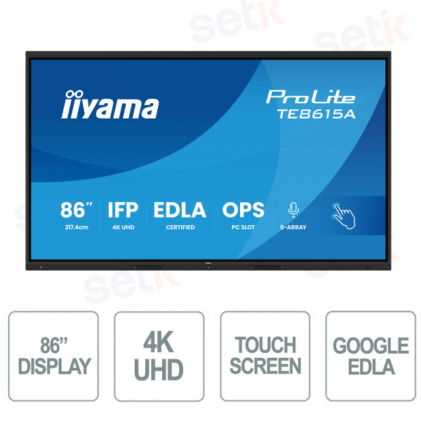 TE8615A-B1AG - IIYAMA - Monitor 86 pollici IPS AG - 4K UHD - touchscreen