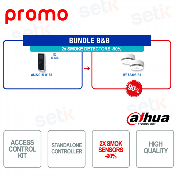 Bundle B&B Dahua AirShield – Controller Accessi + 2 Sensori Fumo Wireless in Promo