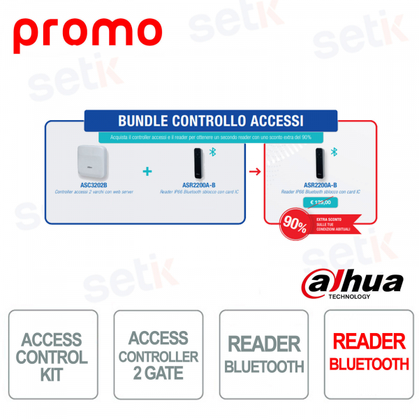 Bundle Controllo Accessi Dahua – Controller accessi 2 varchi con web server + Reader Bluetooth + Reader Bluetooth in Promo