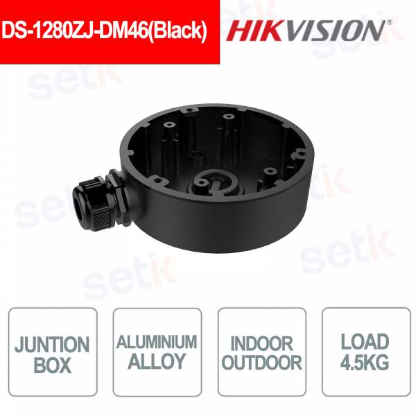 Scatola di Giunzione Hikvision DS-1280ZJ-DM46 Nera per Telecamere, in Alluminio, da Esterno e Interno - HIKVISION
