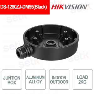 Scatola di Giunzione DS-1280ZJ-DM55 Nera in Alluminio per Telecamere da Interno ed Esterno - HIKVISION