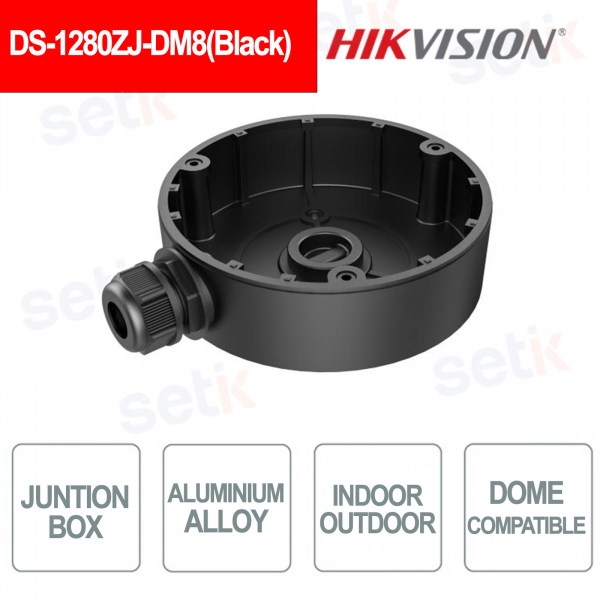 Scatola di Giunzione DS-1280ZJ-DM8 Nera in Alluminio per Telecamere da Interno ed Esterno - HIKVISION