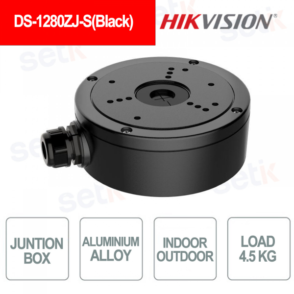 Scatola di Giunzione DS-1280ZJ-S Nera in Alluminio per Telecamere da Interno ed Esterno - HIKVISION