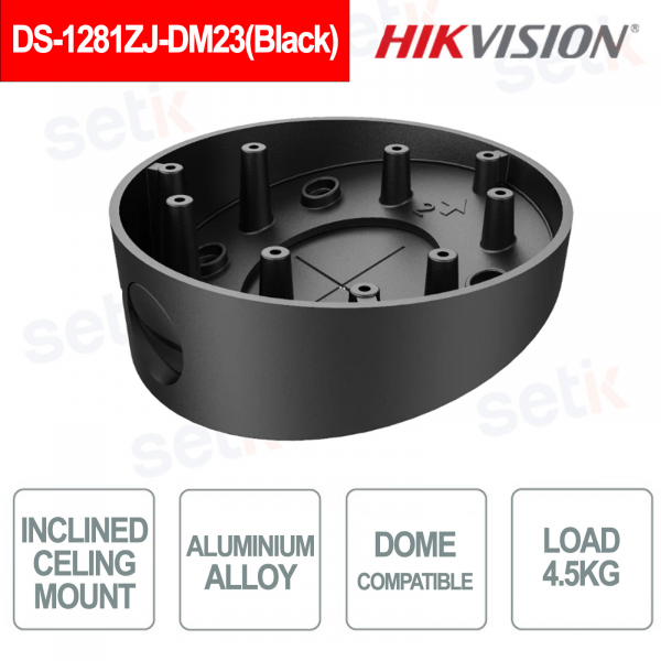 Scatola di Giunzione Inclinata DS-1281ZJ-DM23(Black) in Alluminio in Alluminio per Telecamere Dome - HIKVISION