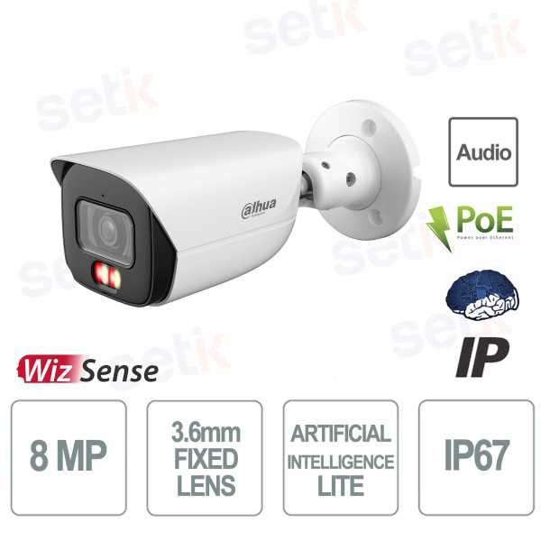 Telecamera Bullet AI Lite Wizsense IP ONVIF® PoE 8MP 3.6mm Smart Dual Light - Dahua