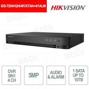 DVR AcuSense 4 canaux avec audio, H.265 Pro+, prise en charge 5 MP et IA pour une détection intelligente - Hikvision