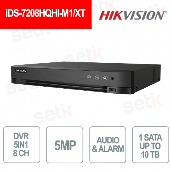 DVR AcuSense 8 canaux avec IA, H.265 Pro+, 5 en 1, détection de véhicule/humain et accès à distance - Hikvision