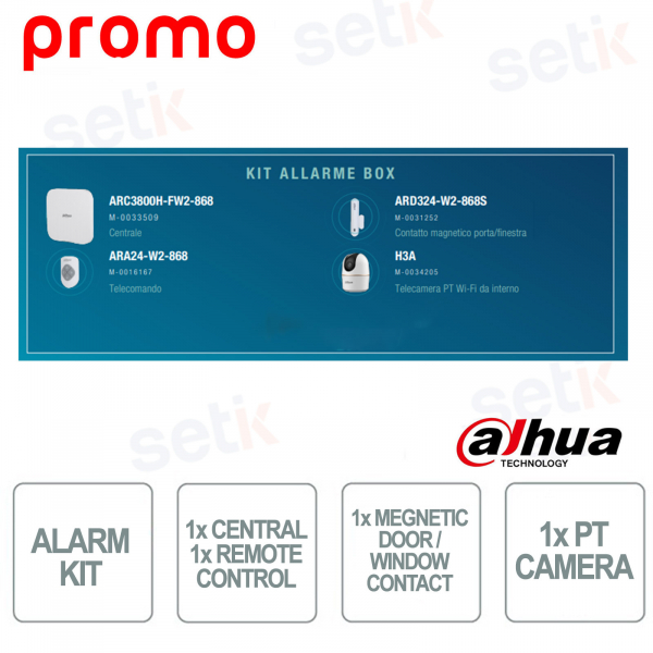 Bundle Box Dahua – 1 centrale + 1telecomando + 1 contatto magnetico + 1 telecamera PT