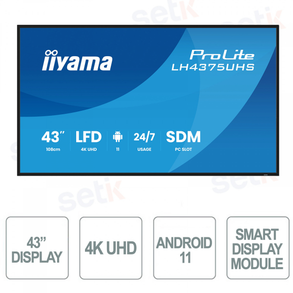 LH4375UHS-B2AG - 43" 4K UHD iiyama ProLite Monitor – Digital Signage 24/7 with Android 11