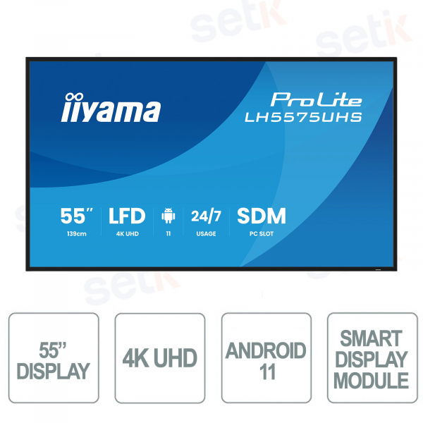 LH5575UHS-B2AG - 55" 4K UHD monitor iiyama ProLite – Android 11 and Digital Signage 24/7